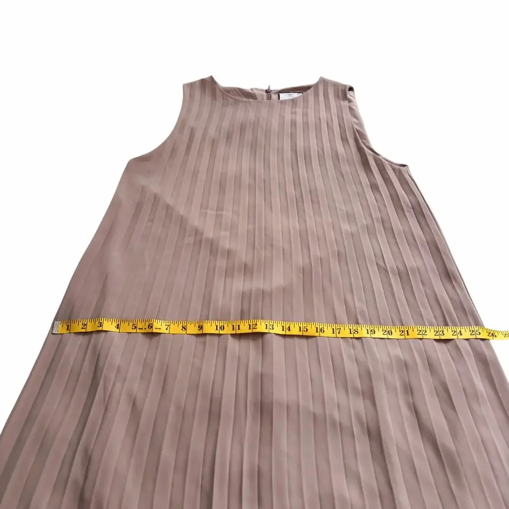ELLIE MAKIR MIDI PLEATED DRESS MODEST HIGH-LOW HEM WOMEN SIZE LARGE - Picture 12 of 15